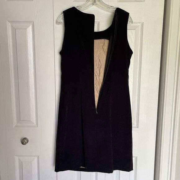 Vintage 90's Vision Apparel Black Dress Womens Size 8 Faux Suede Sleeveless - Picture 3 of 16